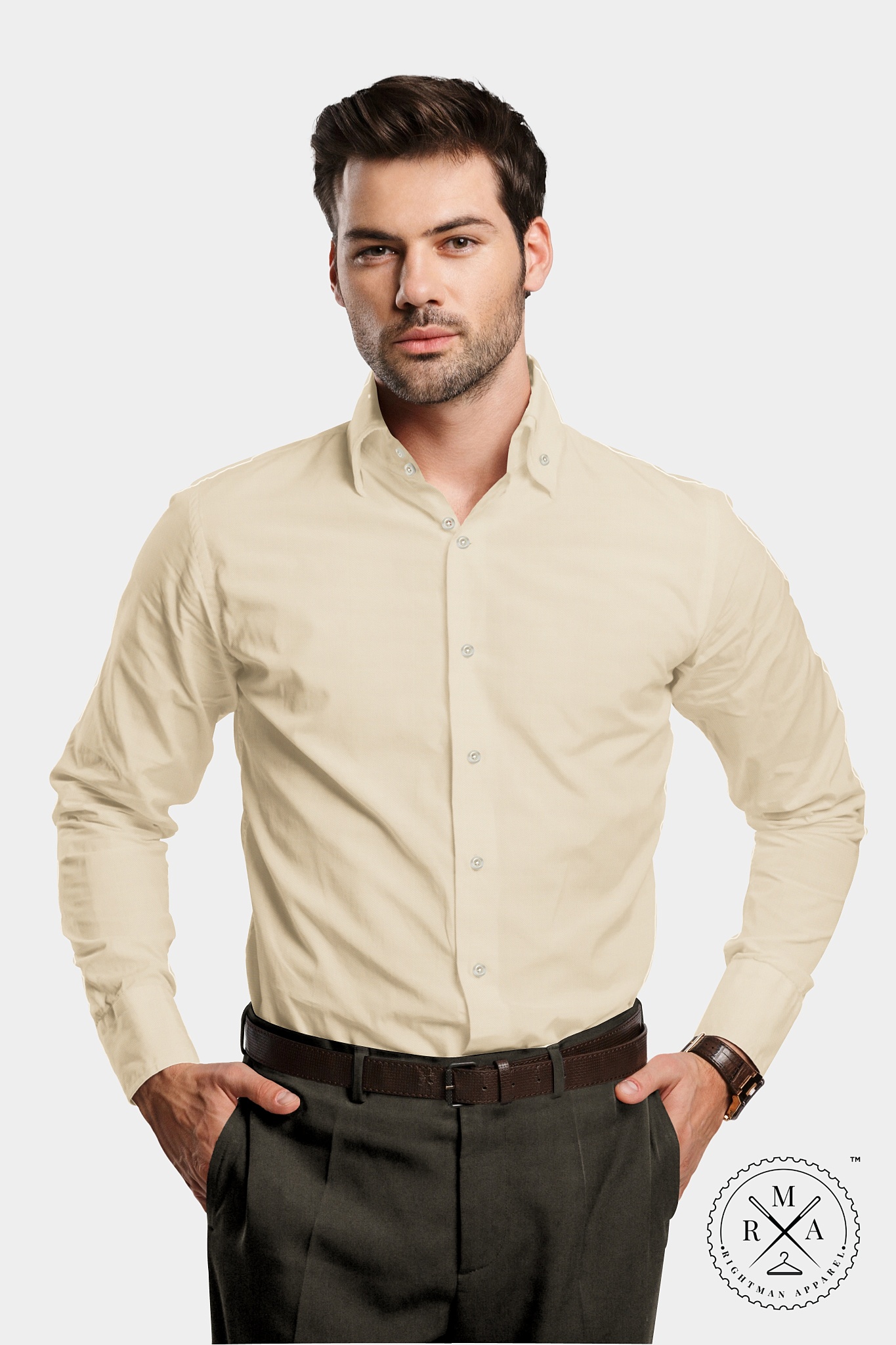 Elegant Beige Twill Shirt SH297